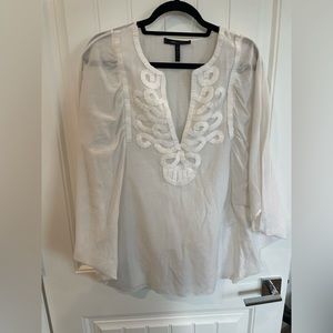 BCBG Max White Embroidered Blouse